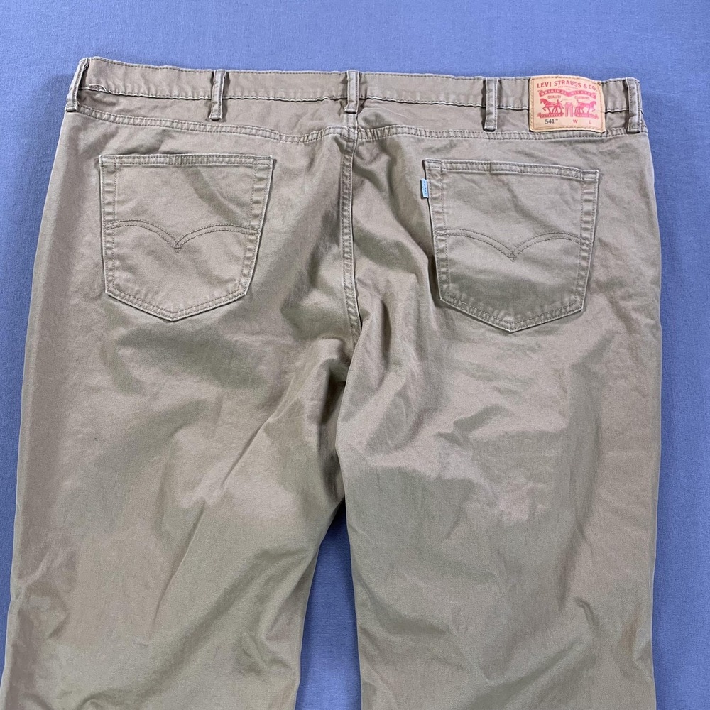 Levis 541 Jeans Mens 48x34 Brown Khaki‎ Stretch Athletic Fit Pants Big Tall Work
